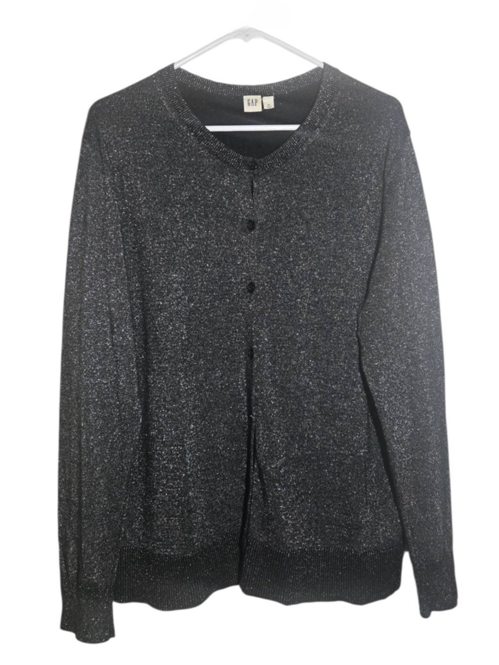 GAP Women’s black and silver shimmer Cardigan Sweater Size XL